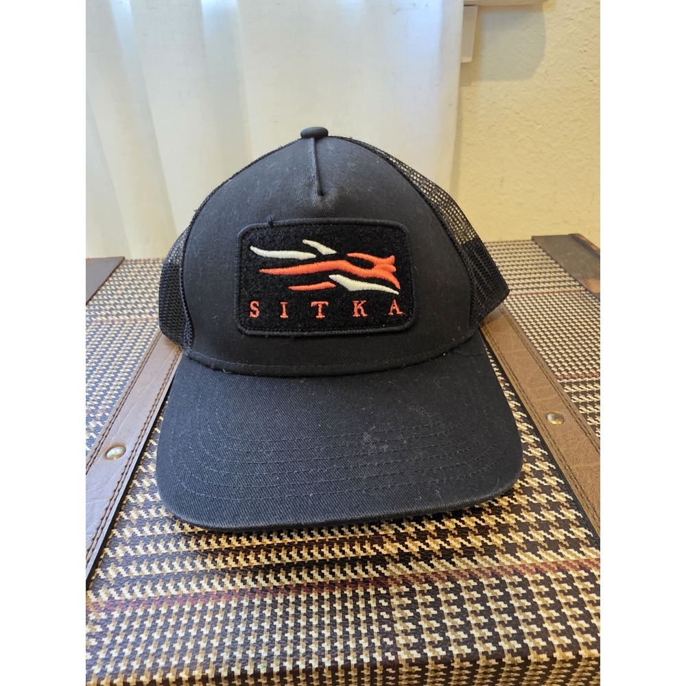 Sitka Snap Back Trucker Mesh Patch Hat Cap Black Embroidered Hunting OS
